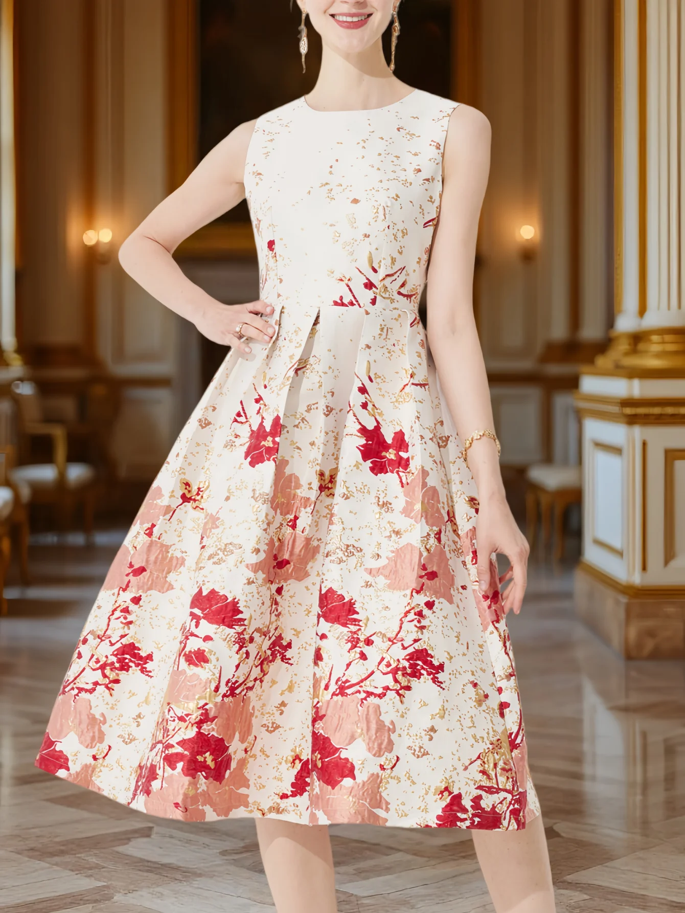 DEVCHATA 女性用 エレガントなジャカード織のAライン - Midi Skirt Floral のレビューと価格