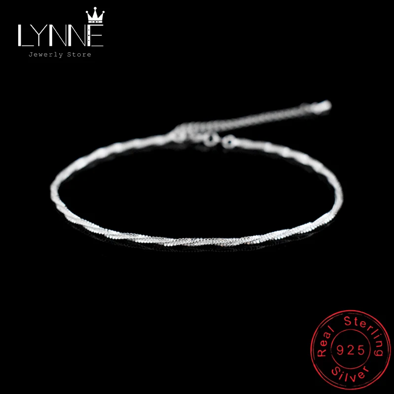 New Fashion Simple Twisted Weave Hemp Rope Anklets 925 Sterling Silver Sexy Beach Foot Chain Bracelet For Women&Girl Jewelry Gif