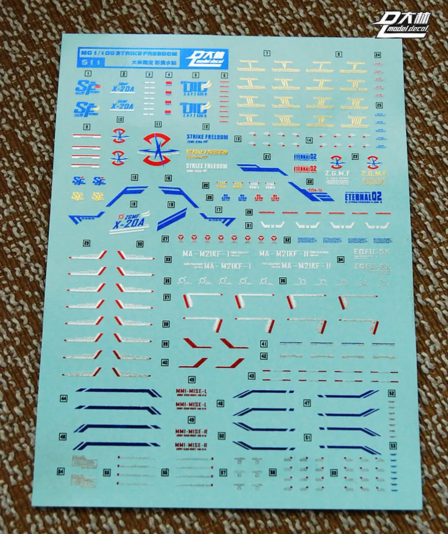 D.L высококачественная водяная паста для наклеек для MG MB 1/100 ZGMF-X20A Strike Freedom 4-цветная бронзовая DL009