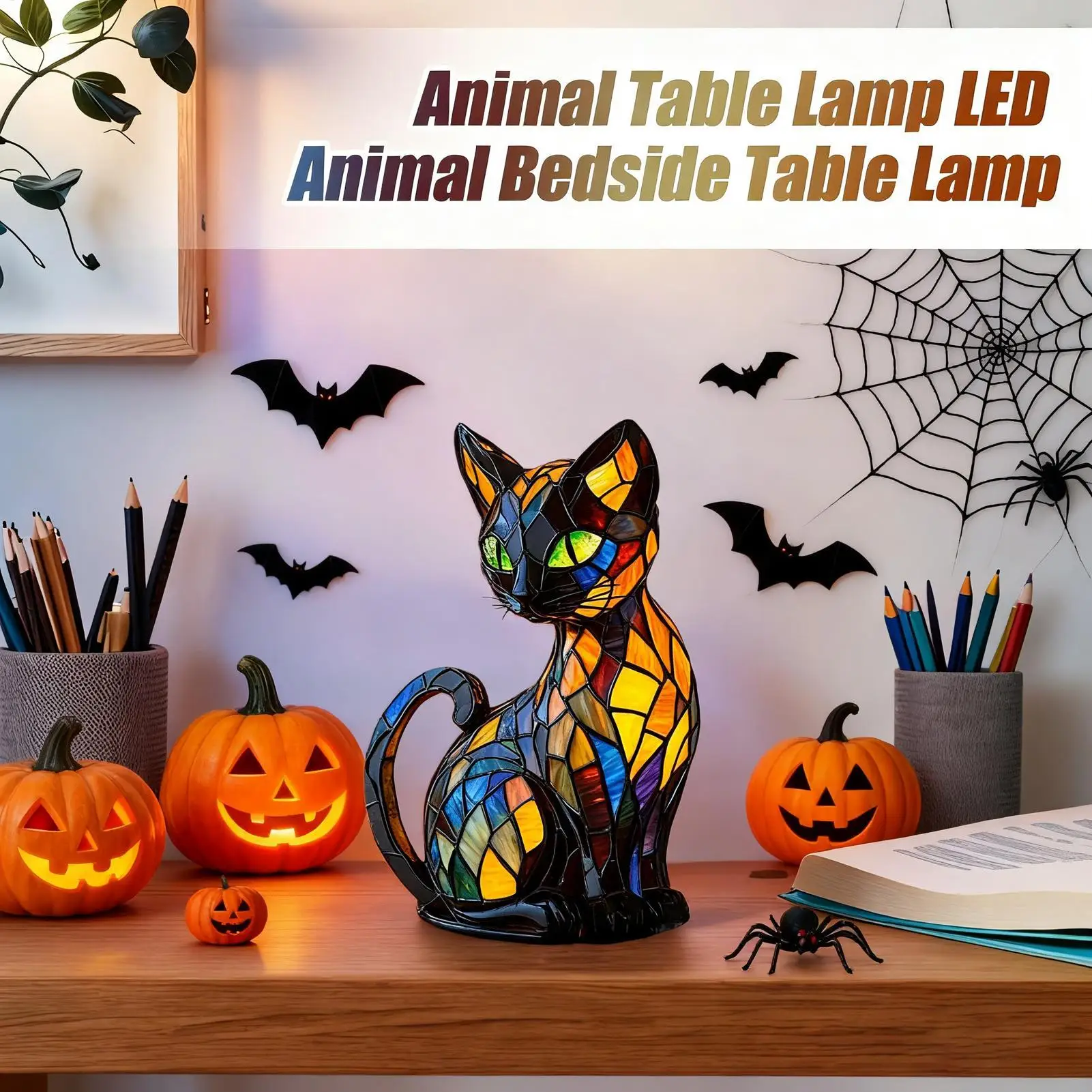 

Настольный светильник с изображением животных, скульптура из смолы, прикроватная лампа, светодиодный ночник, жуткий домашний декор для внутренней полки, квартиры, спальни