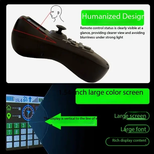 1-Set RX40G Remote Control with 1.54inch Color Screen Display  Receiver One Click Return for Trawler RC Boat