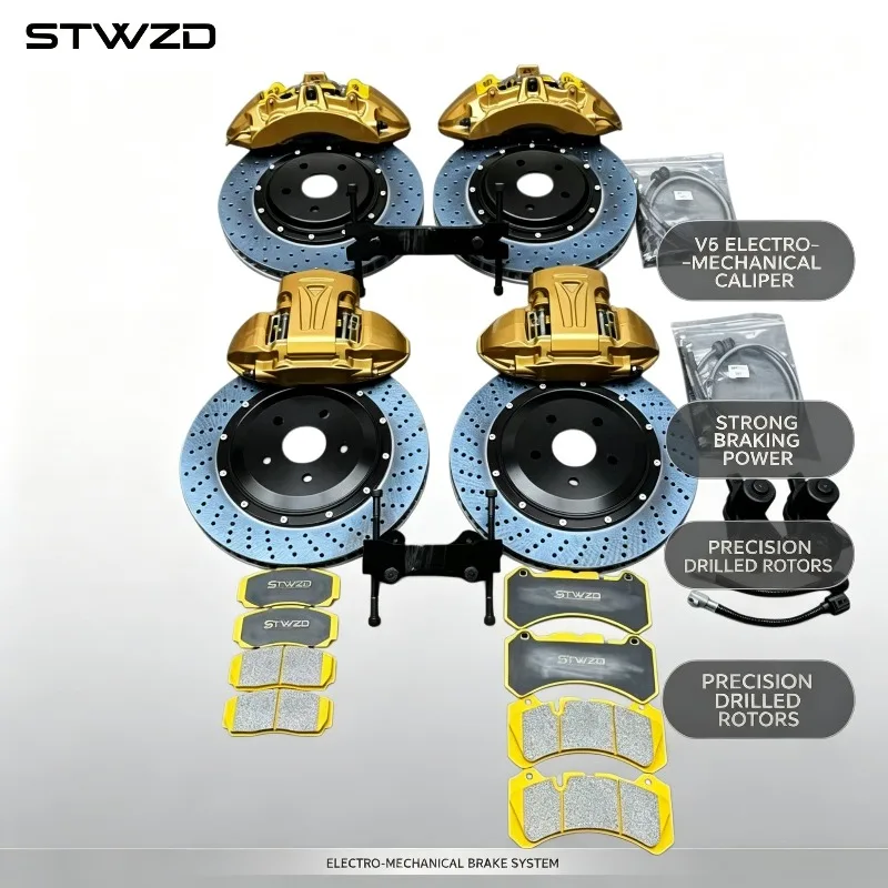 26 StyleHigh Performance V6 Electromechanical Integrated Fixed Brake Caliper 6 Pot EPB Electronic Handbrake Caliper For CHEVROLE