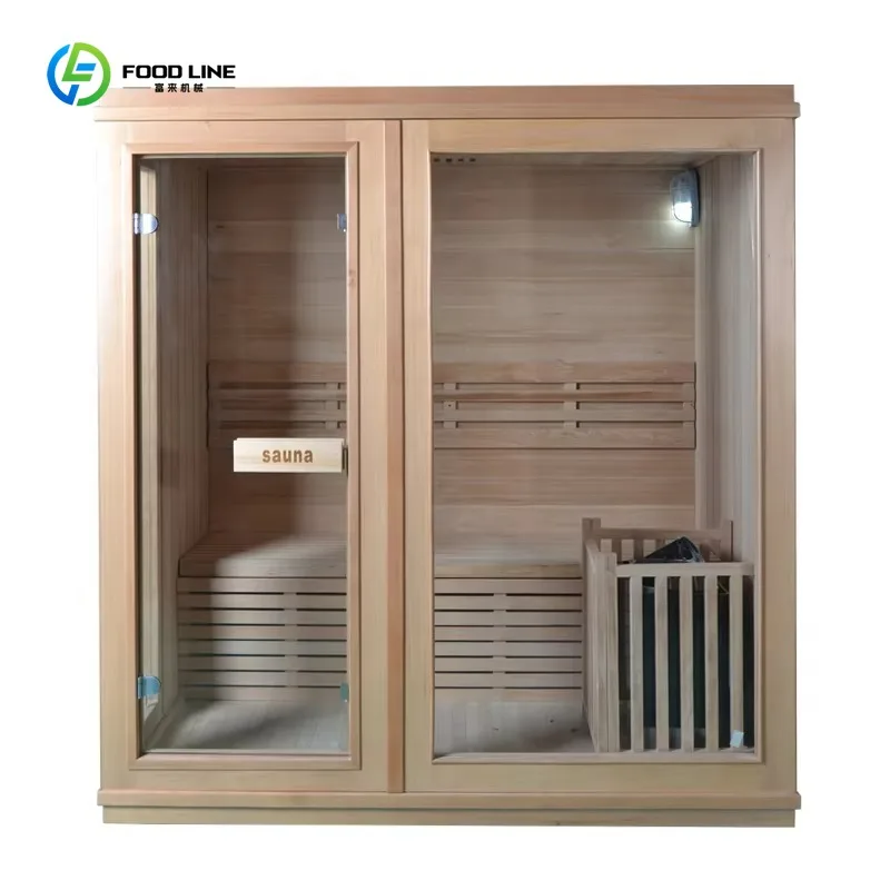 Canadian Cedar 4 Person Outdoor Dry Steam Sauna for Garden Hotel Commercial Use Custom