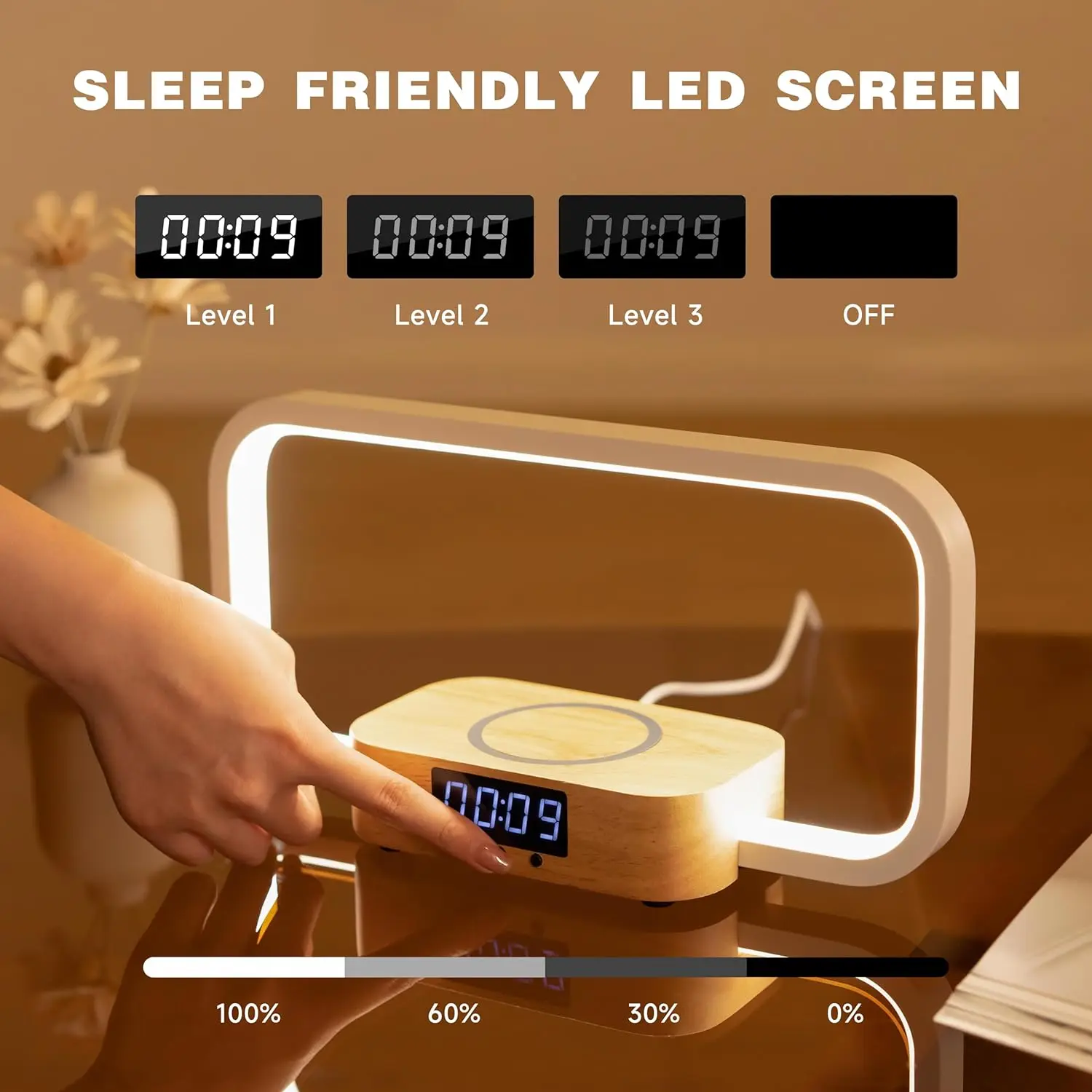 Bedside Table Lamp Wireless Charger Touch Table Lamp with RGB Modern LED Light Dimmable Suitable for Bedroom Living Room Office