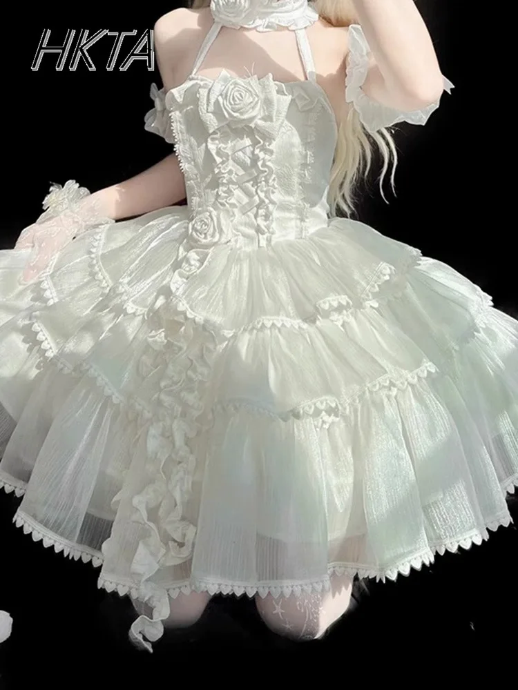 Słodka, seksowna sukienka Lolita w kolorze fioletowym, wyszczuplająca w talii, z dekoltem w kształcie kokardy, krótkim rękawem, idealna na urodziny, Bar Mitzwa, imprezę, sukienka księżniczki dla kobiet.