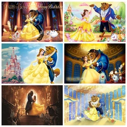 Beauty And The Beast Backdrop Princess Girls Birthday Party Photo Background Baby Shower Photocall Prop Decoration Banner