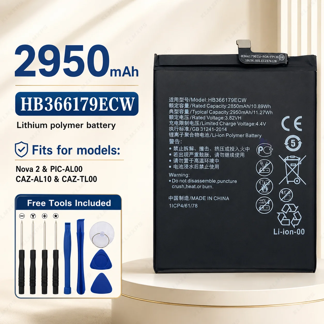 HB396689ECW HB366481ECW HB366179 Replacement Battery for Huawei Mate 9 P10 P9 Lite Honor 8 Nova 2 P8 2017 +Tools