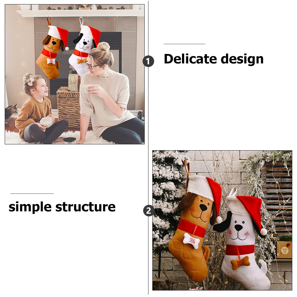 

1pc Dog Bone Socks 40x20cm Christmas Gift Storage Stockings Stocking Tree Pendant Candy Storage Hanging Decor Kids Present