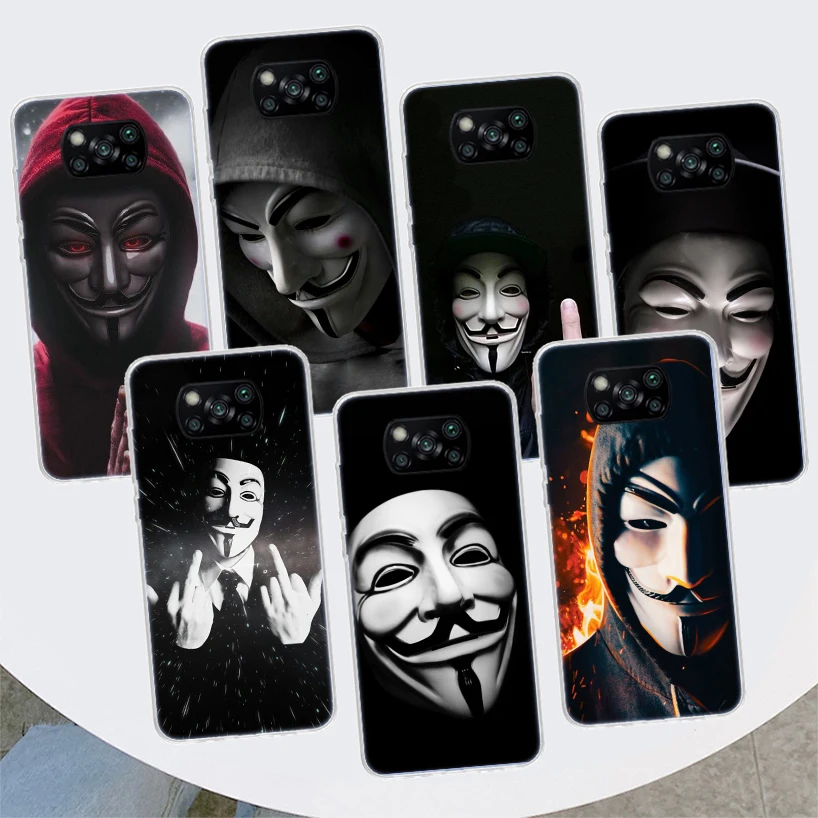 Чехол для телефона с маской Вендетта для Xiaomi Poco X3 GT X5 X4 NFC M4 Pro M3 M2 F3 F2 F1 Mi Note 10 A3 A2 Lite A1 CC9E Fun