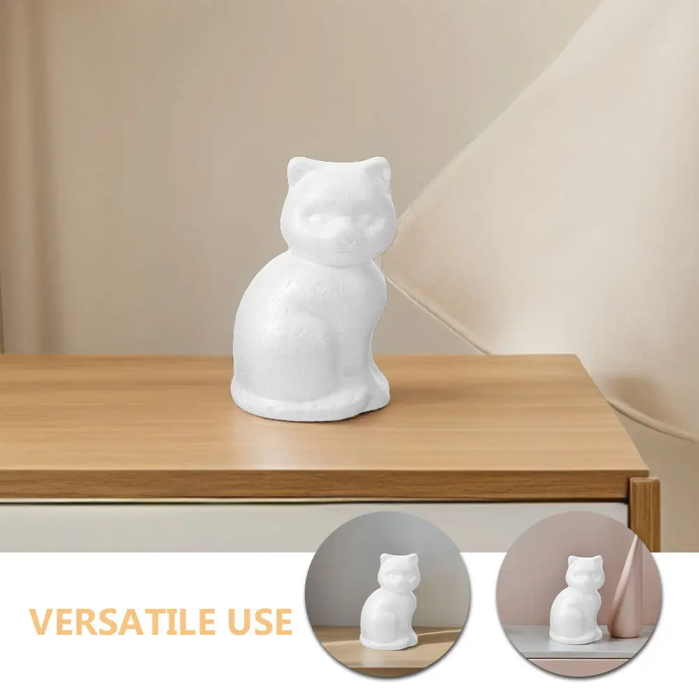 5Pcs Foam Cat Embryo Blank DIY Crafts Painting Decorating School Party Ornaments Animal Shape DIY Crafts