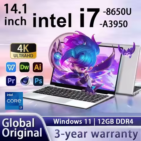2026 Office Laptop Windows 11 intel core i7 8650U intel Atom x7 A3950 14.1 inch Notebook Computer PC 1920*1080P 12GB RAM 2TB SSD