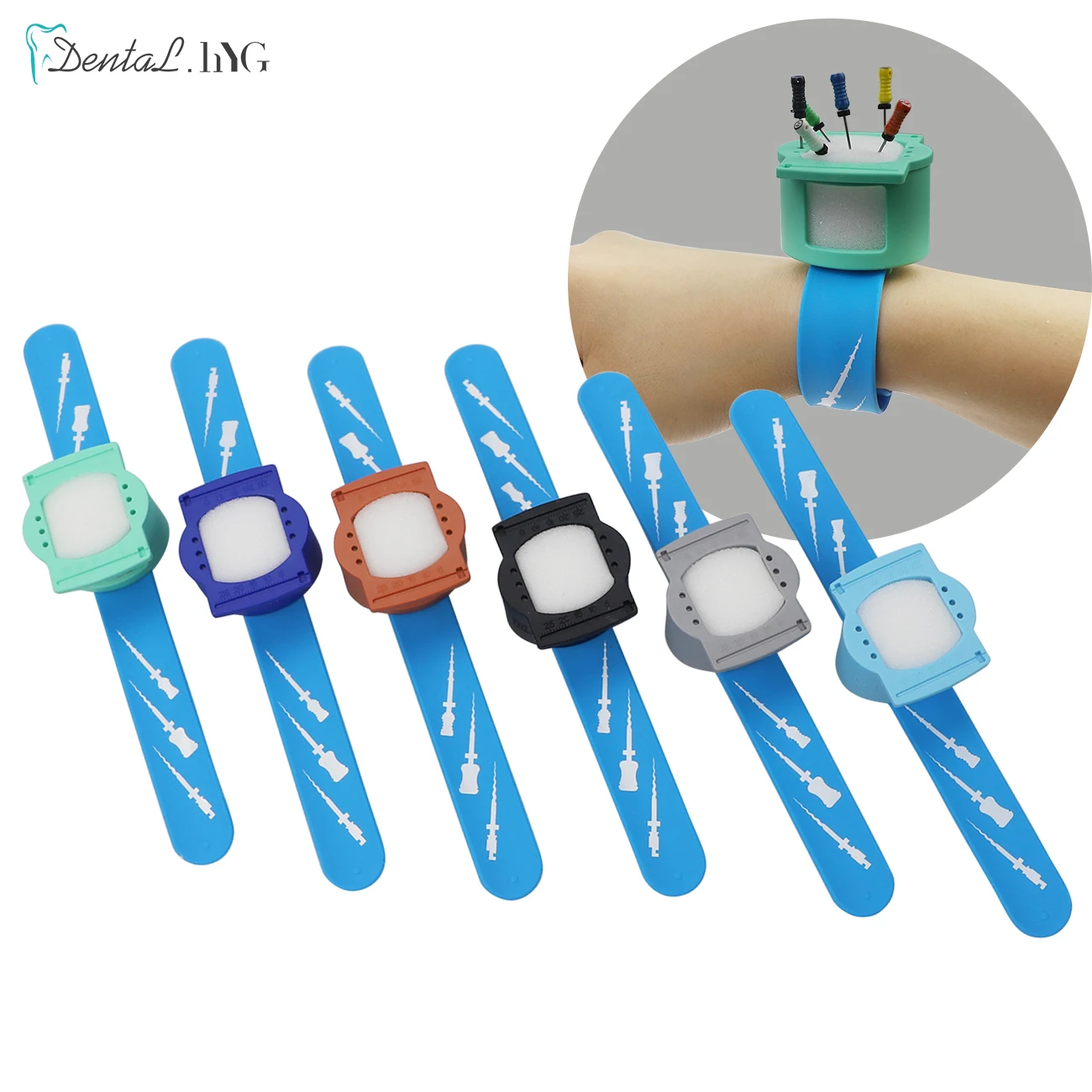 6Colors Dental Root Canal File Watch Wrist Endo Measuring Block Endodontic Files Drill Stand Holder Ruler Autoclavable Scale