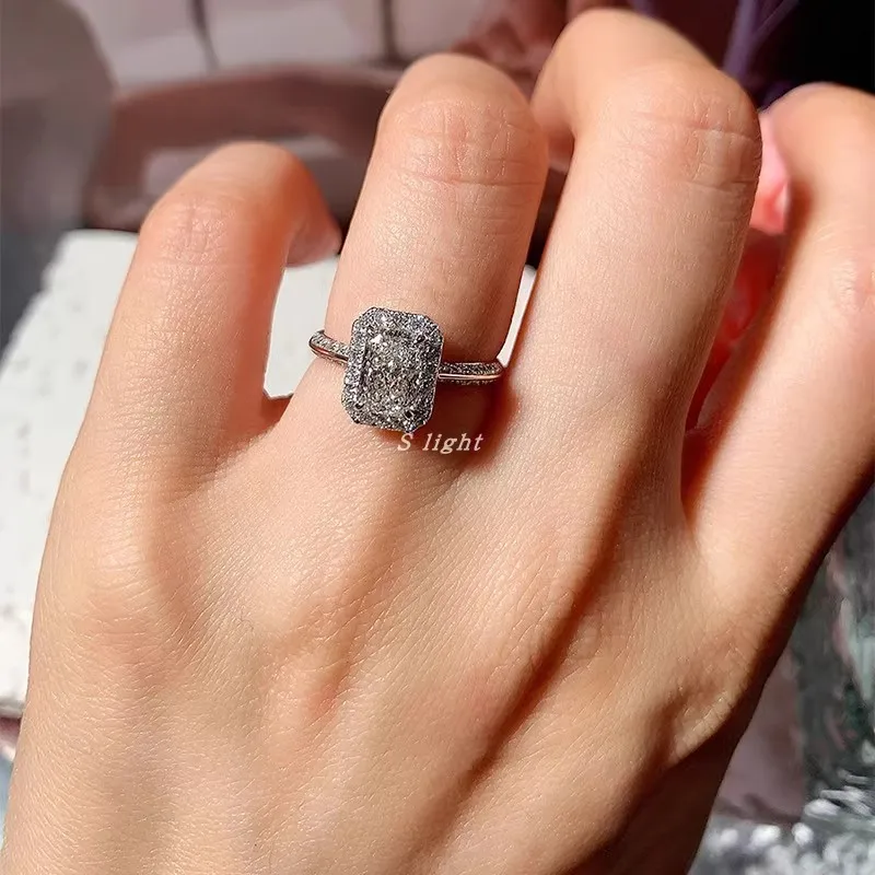 IGI Lab Growing Diamond Ring Radiant D Color 1 2 3Ct Real Platinum PT950 Gold Ring Diamond wedding ring Factory Engagement Ring