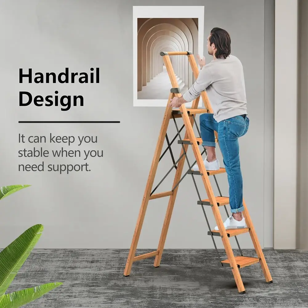 Échelle en aluminium à 6 marches pour plafonds de 12 pieds, pliante légère avec marches antidérapantes et poignée pour un usage domestique (300 lb)