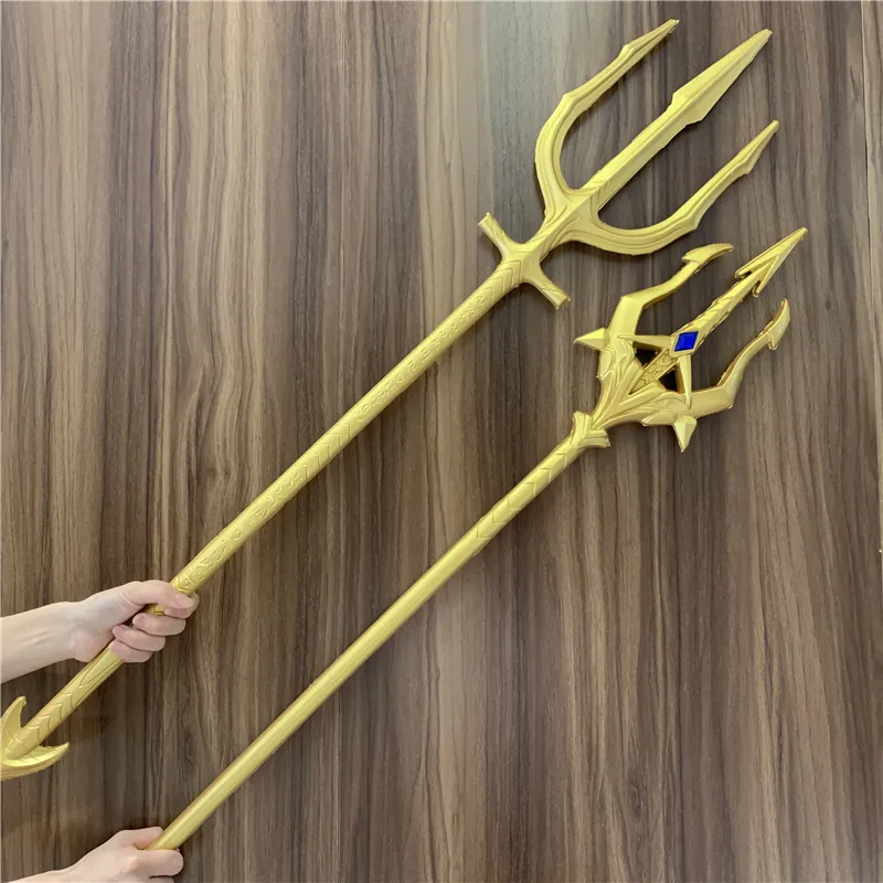 FigureCrazy Gold Trident God Of Sea Cosplay Legend Gem Fork Safety PU Toy Weapon Sword Gift Adult Kid Retro Length Big 100cm