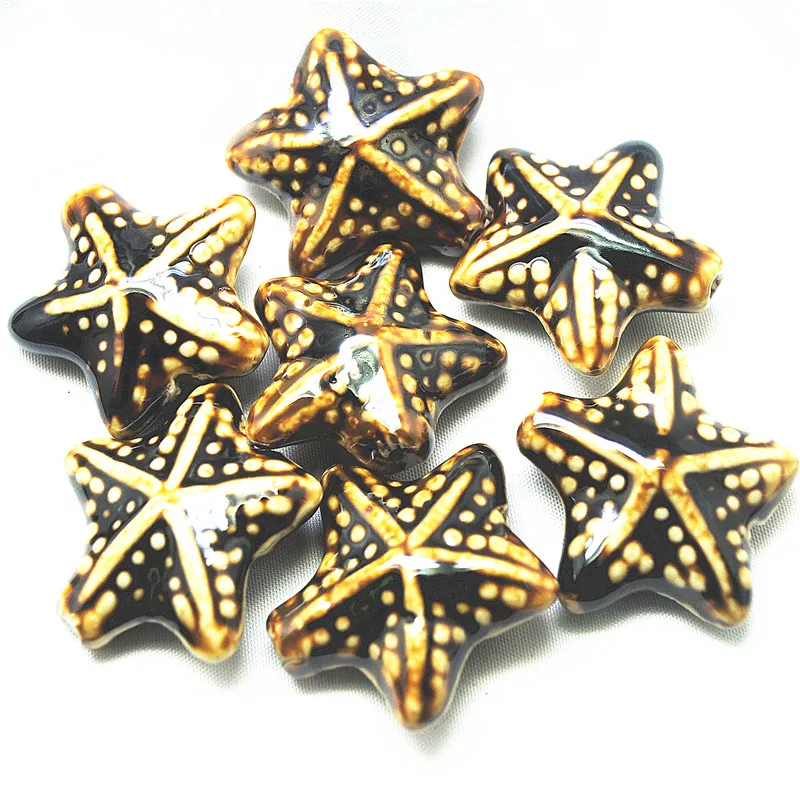 

6PCS New Ceramic Matching Beads Big Size 37MM Sea Snail Whelk Ocean Series Sea Theme Millde Hole