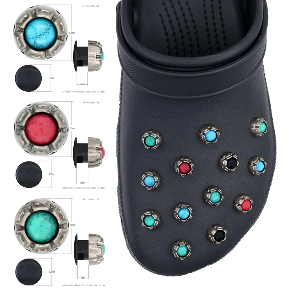 

1 Pcs Shoe Decorations Sandalias De Metal Silvery Retro Shoe Charms Pins Accesorios Pines Para Simulated Turquoise W-37