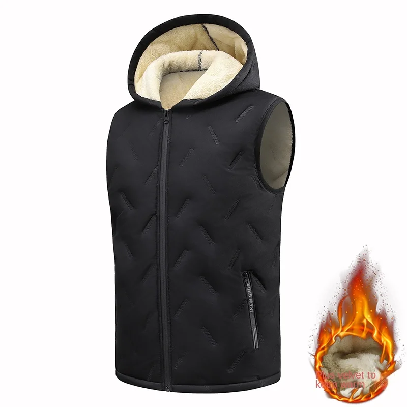 سترة من جلد الخراف عبر الحدود، سترة بغطاء للرأس للرجال، سترة قطنية مخملية غير رسمية للرجال، سترة مخملية للرجال، سترة مخملية للرجال على شكل حرف V #1