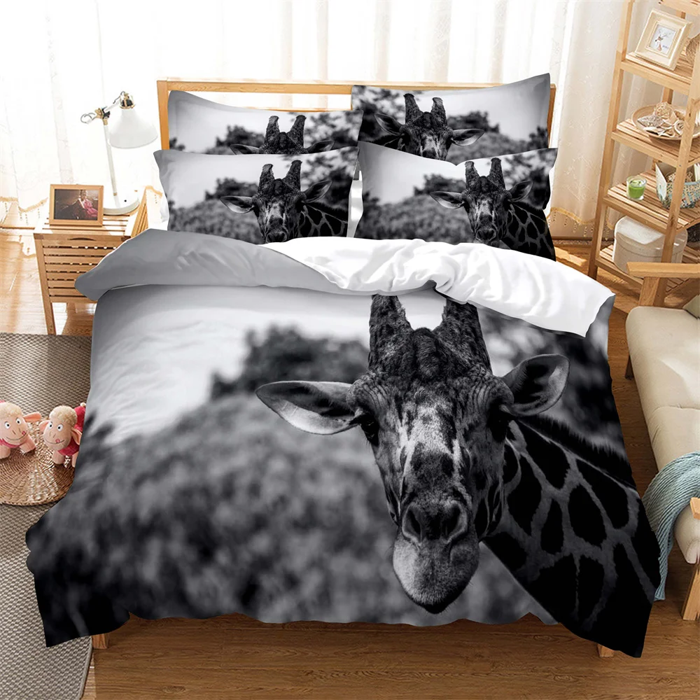 

Giraffe Bedding 3-piece Digital Printing Cartoon Plain Weave Craft For North America And Europe Bedding Set Queen