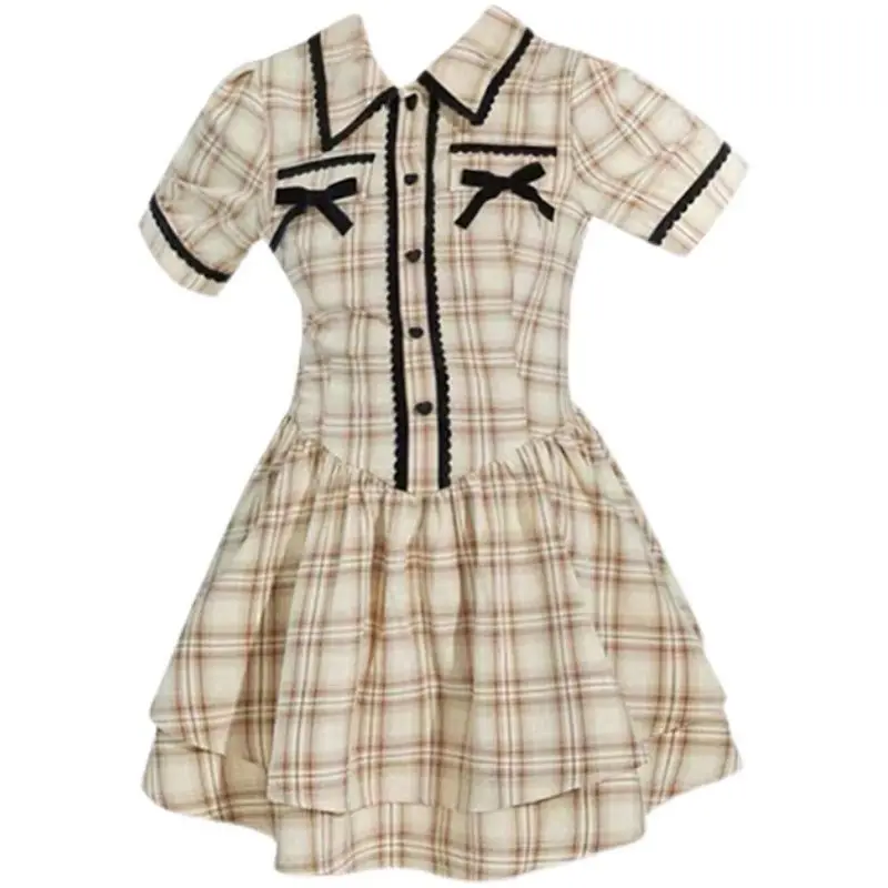 فستان فتاة حلو وحار لربيع وصيف، مع نمط مدرسي متخصص وخصر محكم، فستان منتفخ #5