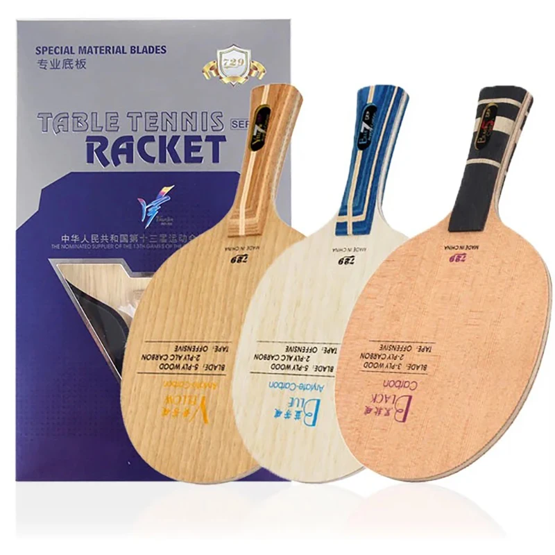 

Лезвие для настольного тенниса Friendship 729, черный, карбон, желтый/синий, арилат-углерод, наступательная ракетка для пинг-понга с оригинальной коробкой