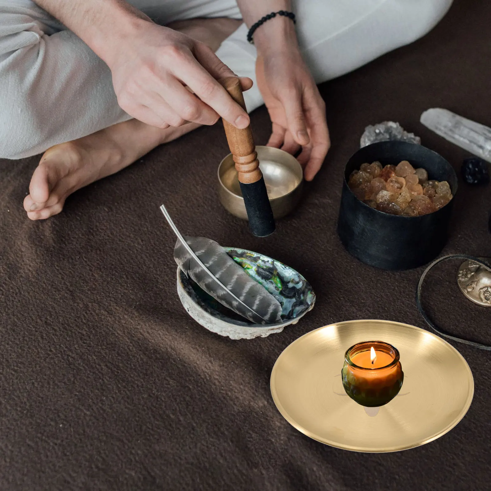 

Altar Tray Metal Copper Round Decorative Holder Plate Tealight Storage Display Tarot Ritual Sacrifice Ceremony Tray