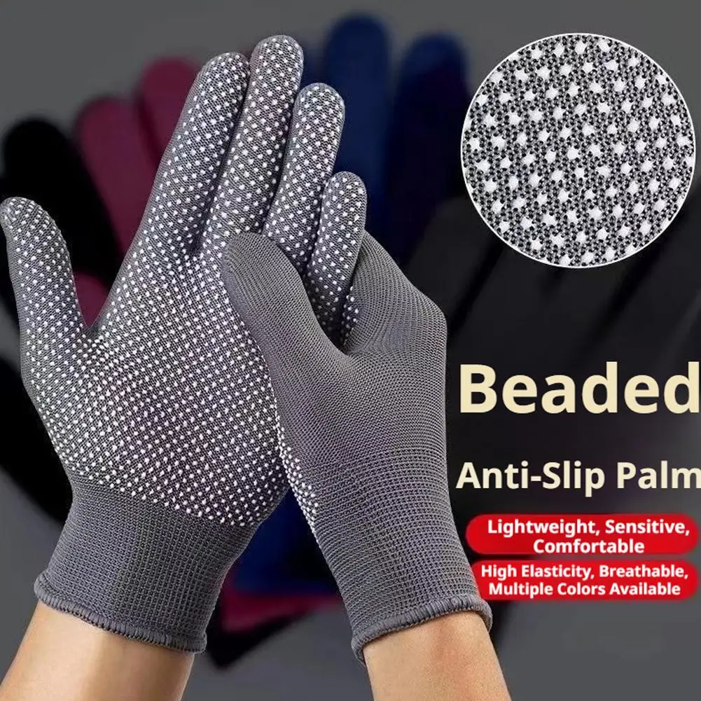 10pcs Black Nylon Gloves with Dot Grip for Outdoor Cycling Camping Fishing Lightweight Breathable Gloves Ideal for Outdoor En