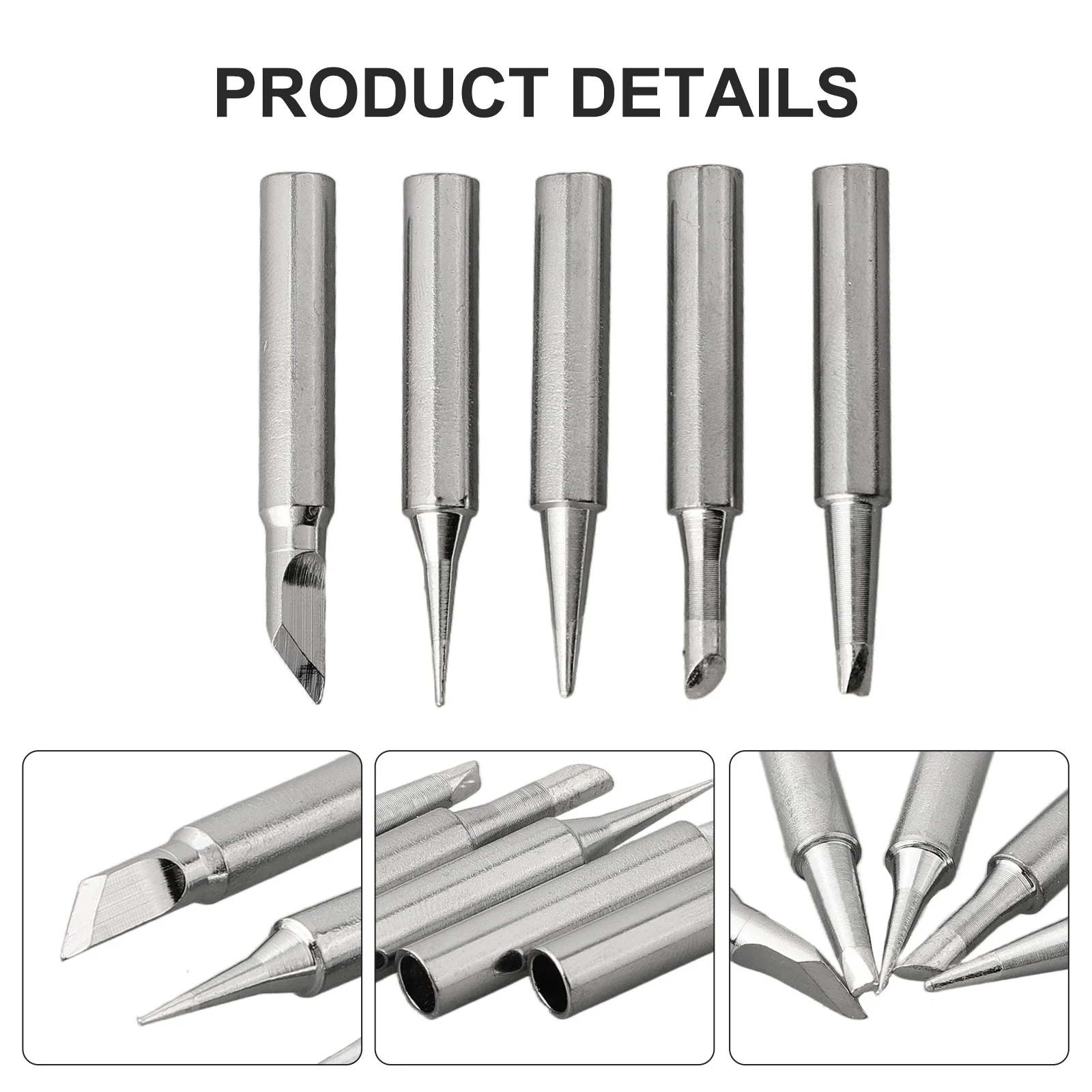 5pcs Pure Copper Soldering Iron Tip 900M-T Welding Solder Tips Soldering Iron Head Set IS/I/B/K/SK/2.4D Welding Solder Tools