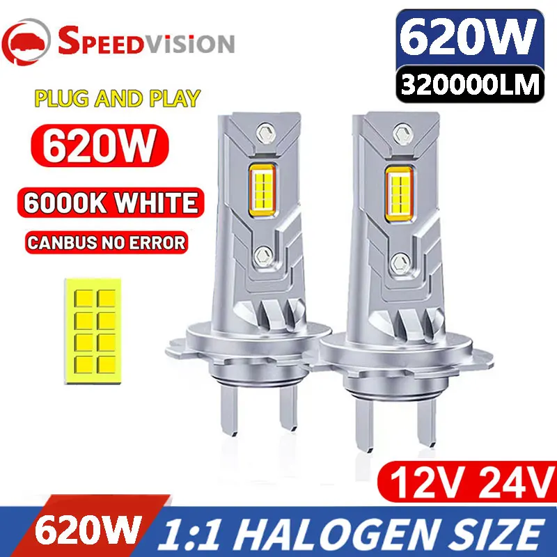 

620W 320000LM H7 LED Car Headlight Canbus Lamp Bulb H1 H4 H8 H9 H11 HB4 HB3 9005 9006 9012 Auto Fog Light LED Lights For Vehicle