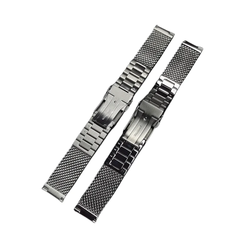 20MM 22MM New High-quality High-grade Thickened Black Silver Stainless Steel Polished Brushed Quick-release Bamboo Watch Strap