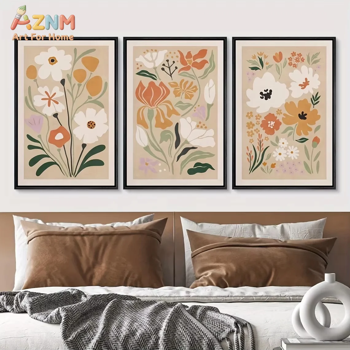 Aquarell-Blumenposter Wildblumen-Kunstdruck Nordische Botanische Leinwandmalerei Wohnzimmer Wandkunst Bilder