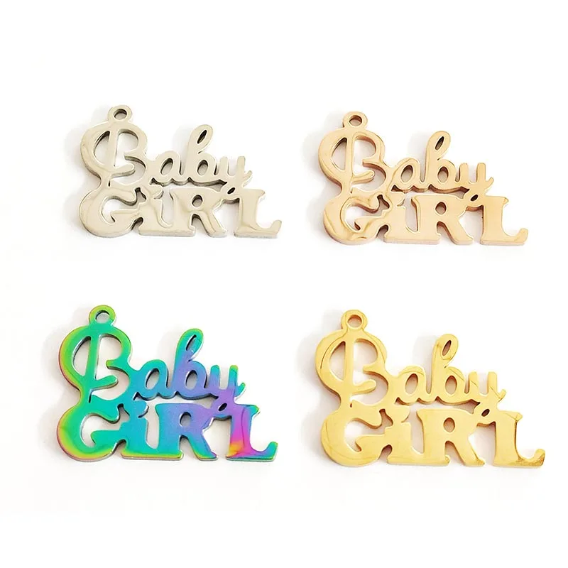 20pcs Baby Girl  Stainless steel Mixed Letter Charms Fit  for Bracelet Bangle DIY Jewelry Making SSC023