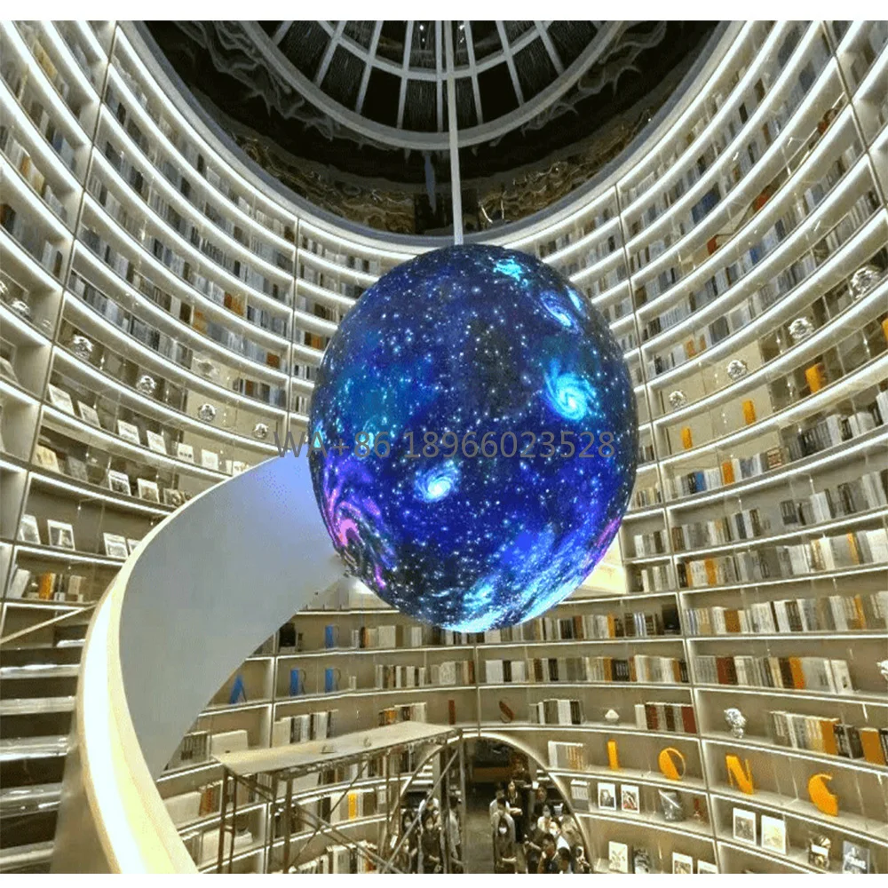HD Full Color LED Screen Display Custom Hanging P2 LED Ball Round Display Flexible Round Curve Spherical Led Screen