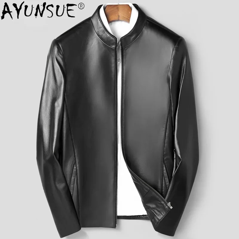 AYUNSUE 100% Genuine Leather Jackets Male Autumn Spring Fashion Stand-up Collar Sheepskin Coat Men 2021 Jaqueta Masculina Gmm419