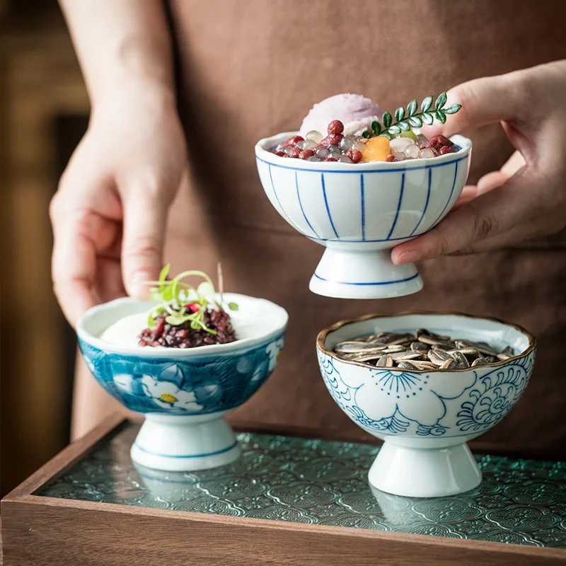 

Japanese-Style Ceramic Compote Retro Domestic Pastry Dessert Dried Fruit Saucer Fruit Nut Table Snack Dish