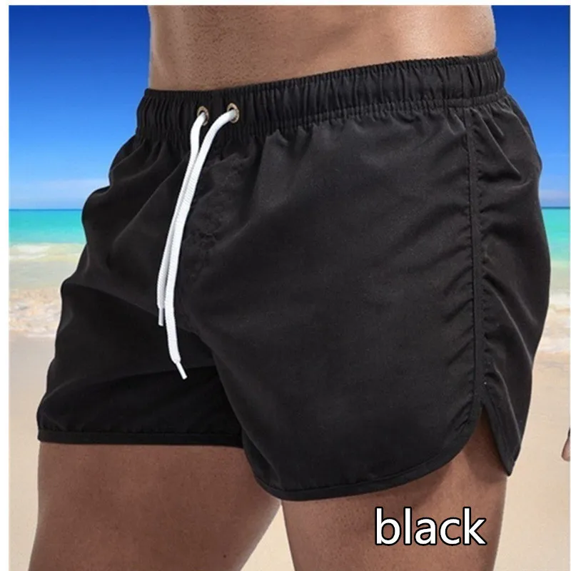 Summer men's solid color shorts, beach jogging sportswear, gym fitness running underwear, summer sportswear