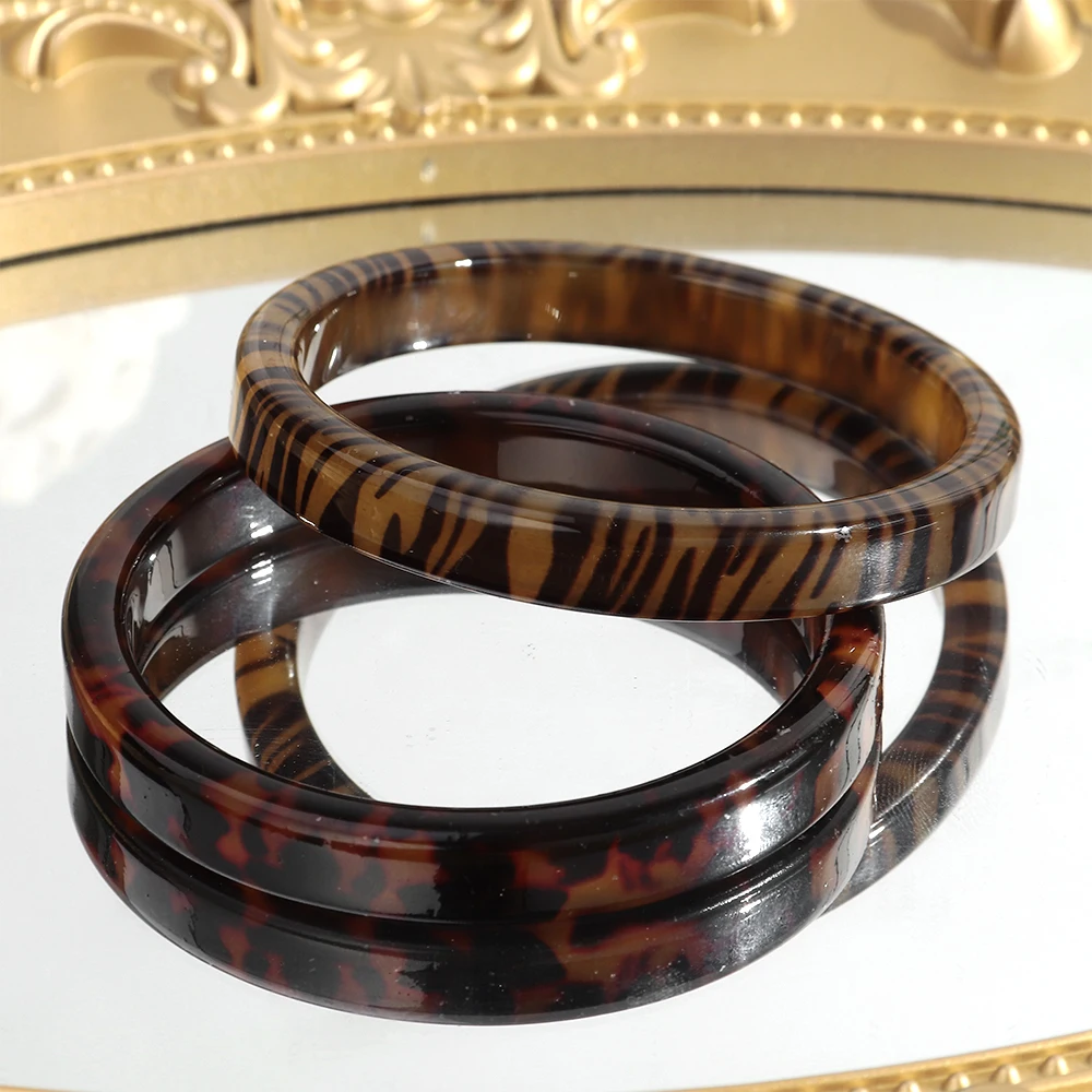 Vintage Leopard Runde Harz Armreif Armbänder für Frauen Acryl Geometrische Leopard Print Manschette Armreifen 2026 Mode Schmuck – Detail 7