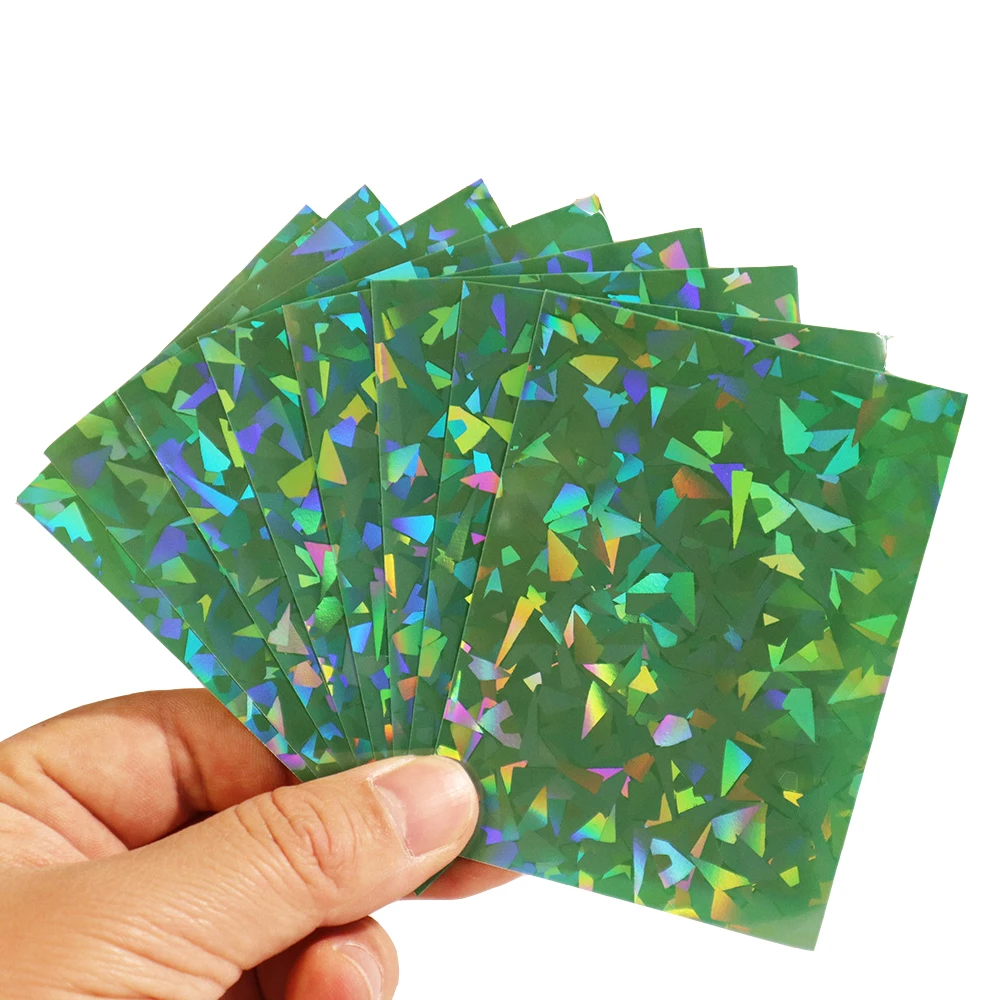 50PCS Laser Flash CPP Card Sleeves Trading Card Sleeves 66x91mm One Side Colourful  Laser Card Protector Sleeves