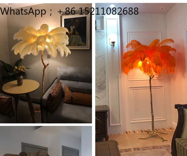 SCY luxury full copper background feather floor ornament bedroom living room branch ornament