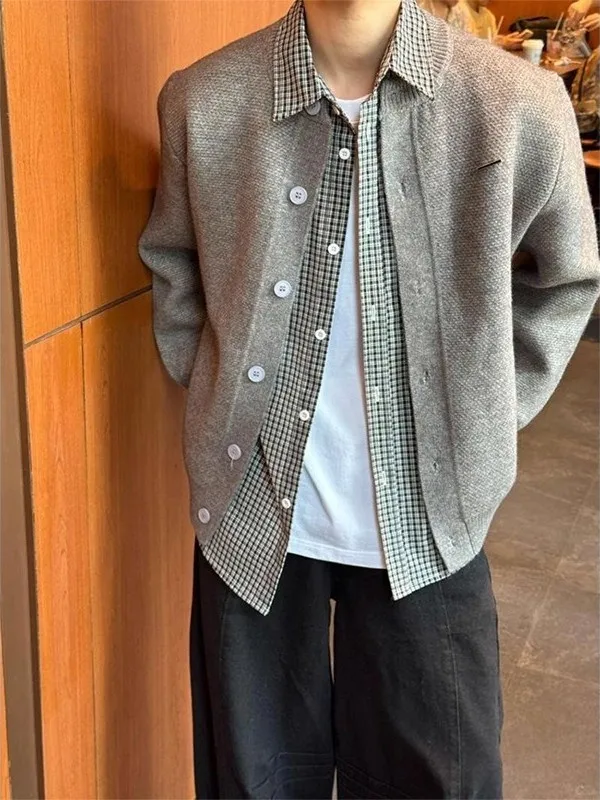 

Extra Large 300 Pou Cleanfit Lazy Sle Open Cardigan Sweater Men's Autumn High-End Knitted Casual Outerwear Loose Fit