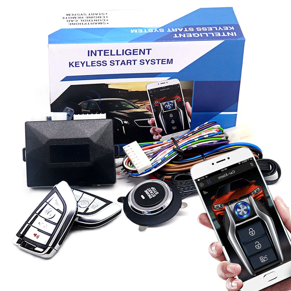 Car Alarm with Autostart System, Remote Starter with Engine Auto Ignition Button, Smart App Remote Start Stop System for Cars