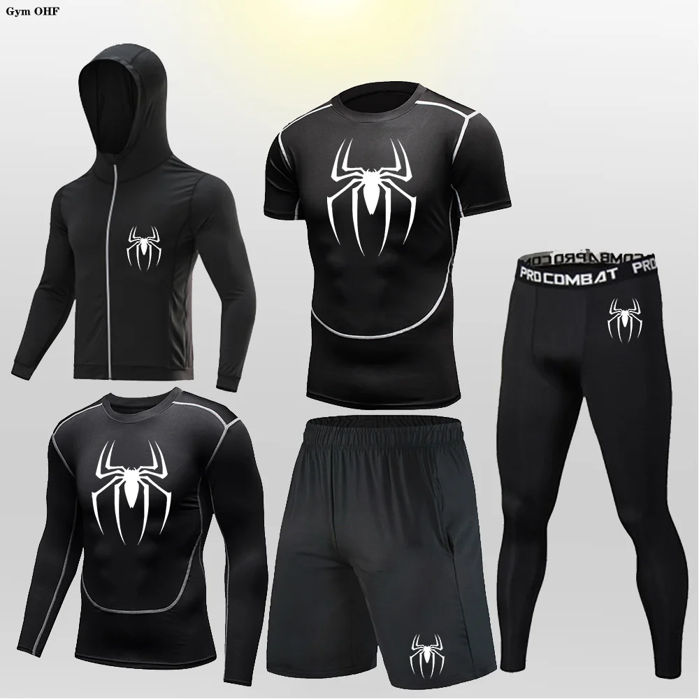 Superhero Man Quick Drying Sportswear Compression Clothing Training Kit Winter Sports Underwear Men's Running Suit MMA Rashgard