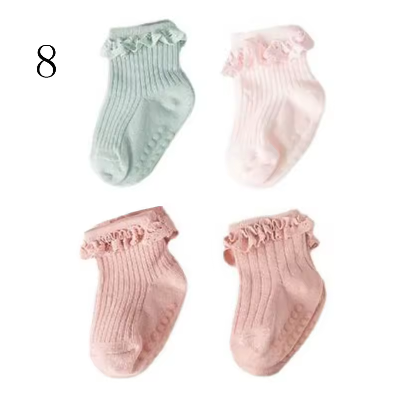 4Pair/lot new baby children's non-slip autumn winter cotton socks solid color baby foot socks - Image 10