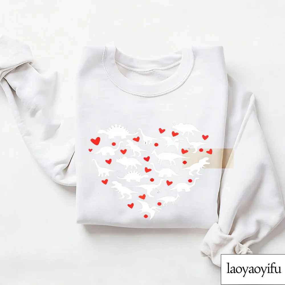 Dinossauro coração moletom dos namorados dinossauro moletom dos namorados suor dia dos namorados camisola engraçado dinossauros impressão hoodies