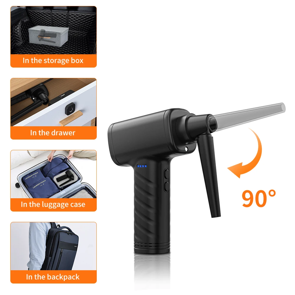 Plumero de aire eléctrico inalámbrico de 3 velocidades con luz LED para limpieza de teclado de computadora plumero de aire comprimido