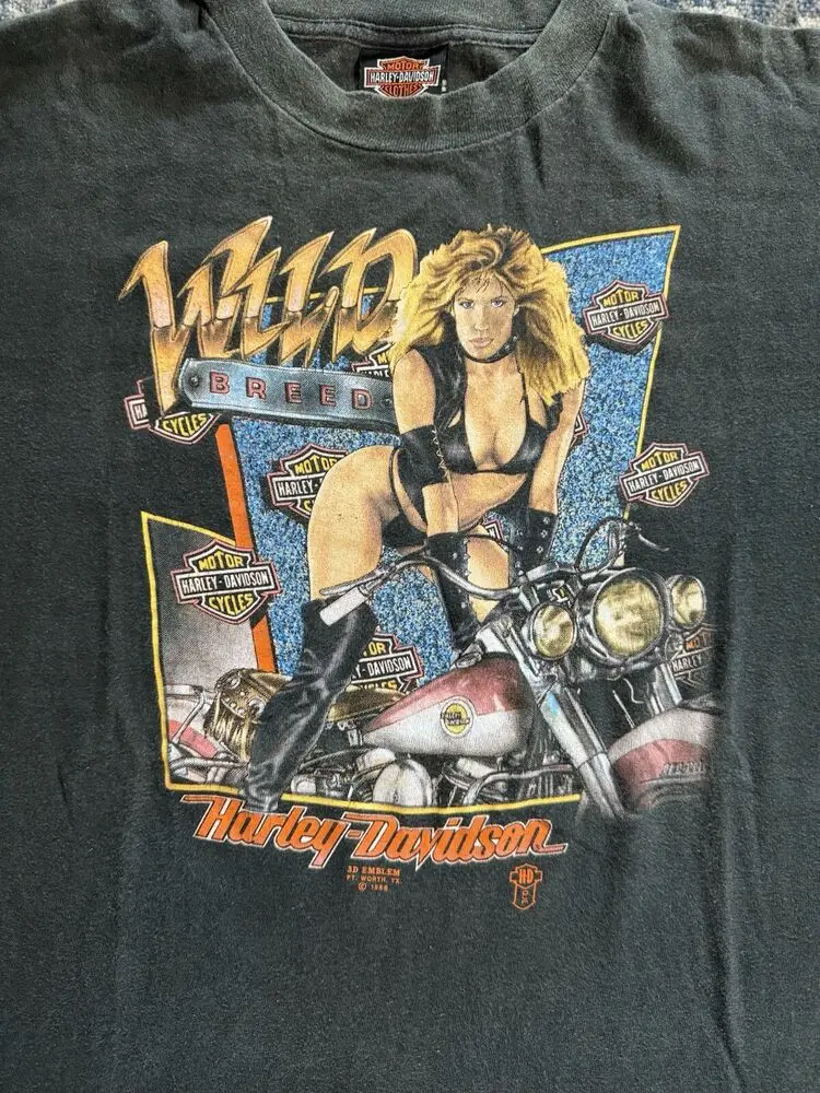 Vintage 1988  Emblem Davidson Motorcycles Wild Breed T Shirt L Biker