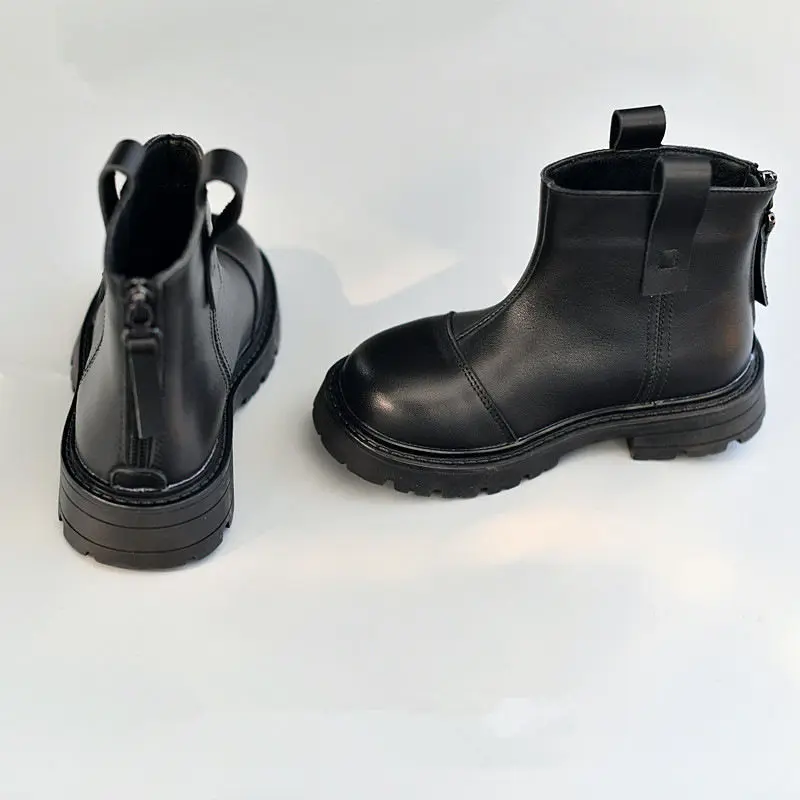 Genuine Leather Children\'s Riding Boots High Quality Cowhide Baby Girls Snow Boots Spring Boys Chelsea Boots Kds Casual Shoes