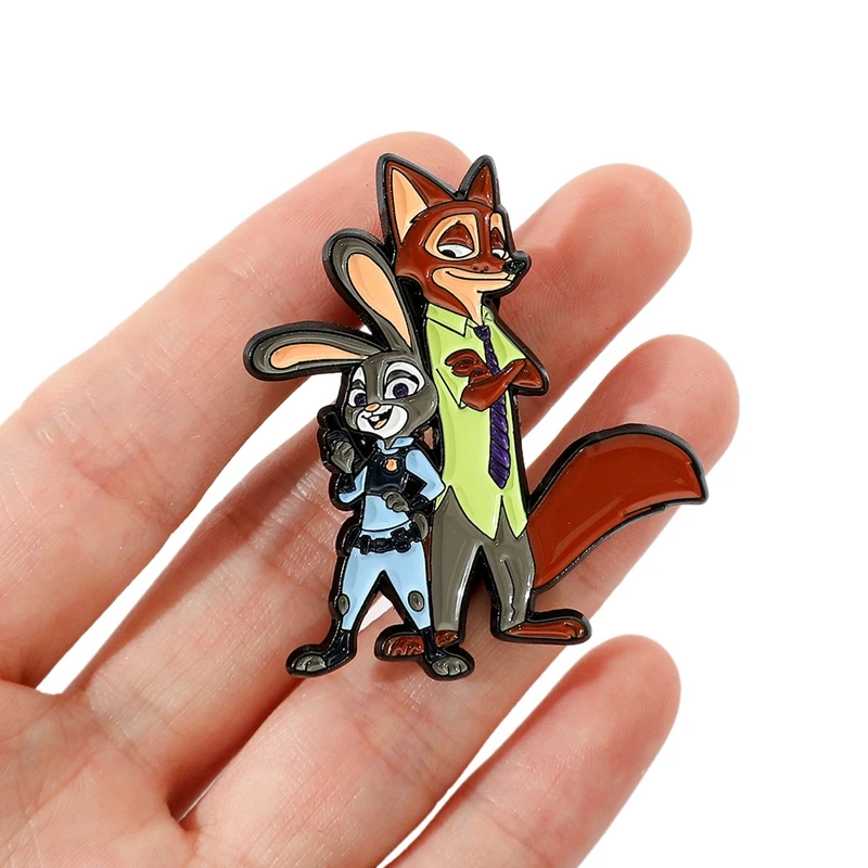 cartoon Zootopia cute fox Nick·Wilde metal badge Decor rabbit Judith Laverne Hopps dripping oil alloy brooch pin accessories