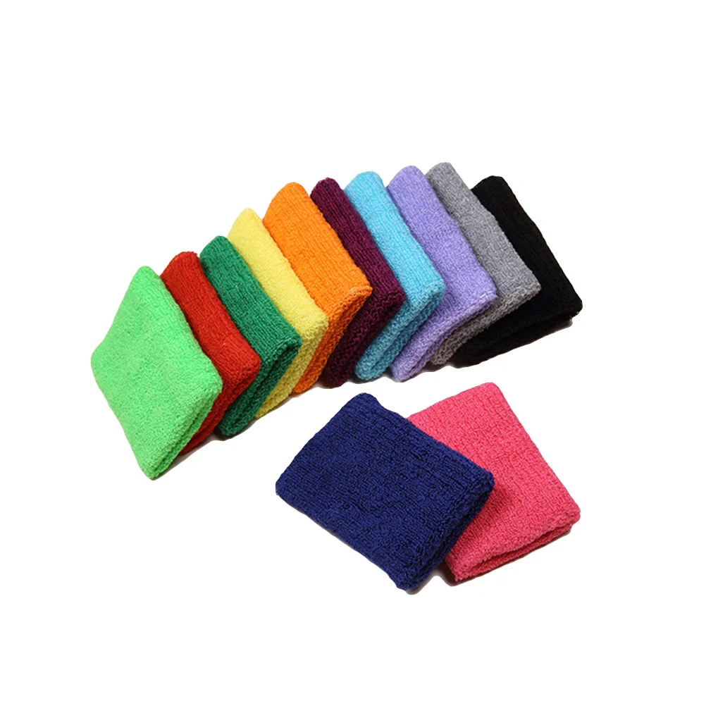 12 Pcs Cotton Wristbands Badminton Sports Sweatbands Athletic Colorful Waistband