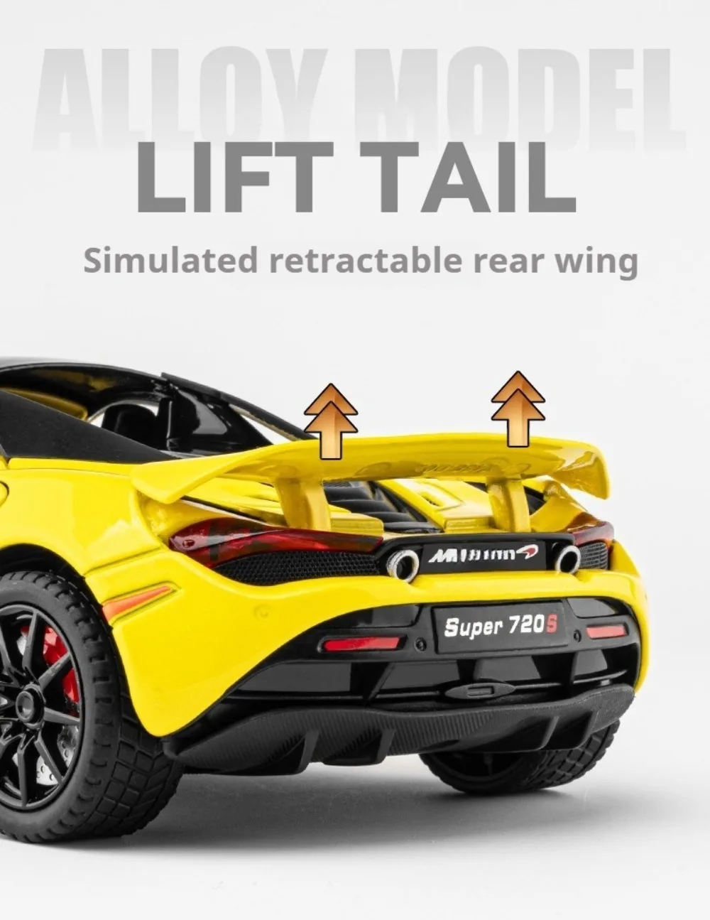 1:24 Senna GTR 720S Miniature Model Alloy Diecast Sports Car Toys Front Wheel Steering Sound Light Pull Back Boys Festival Gifts